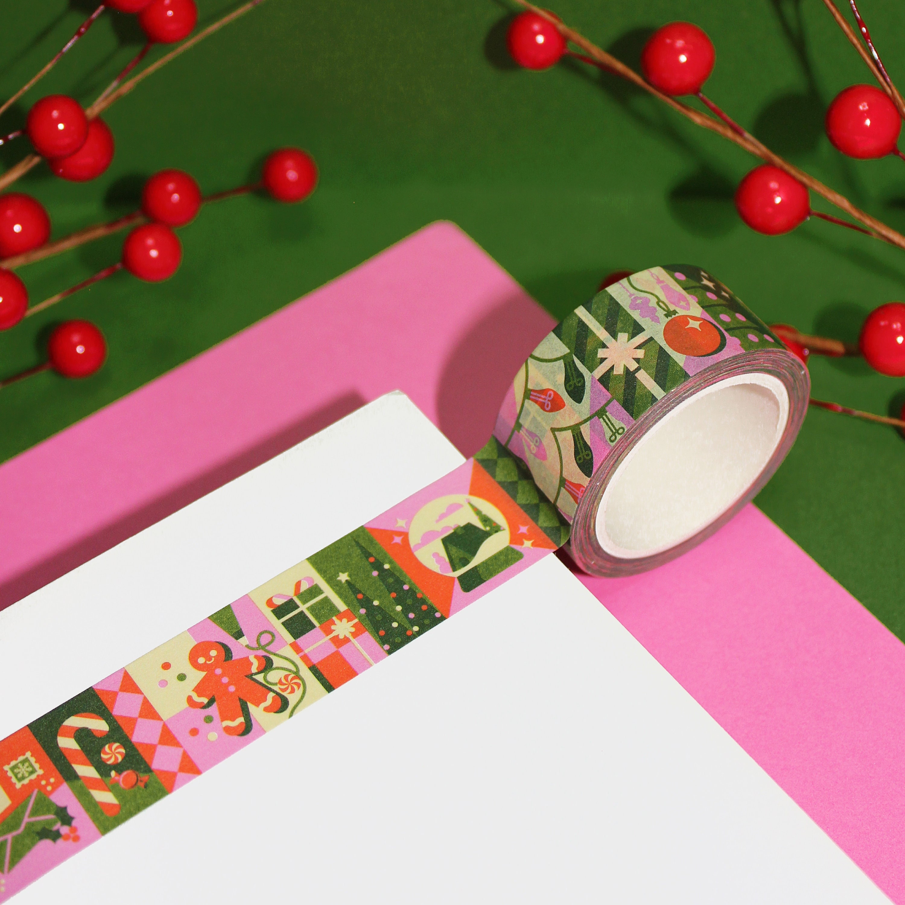 JOLLY HOLIDAY Festive Christmas Washi Tape 20mm/10m Holiday Paper