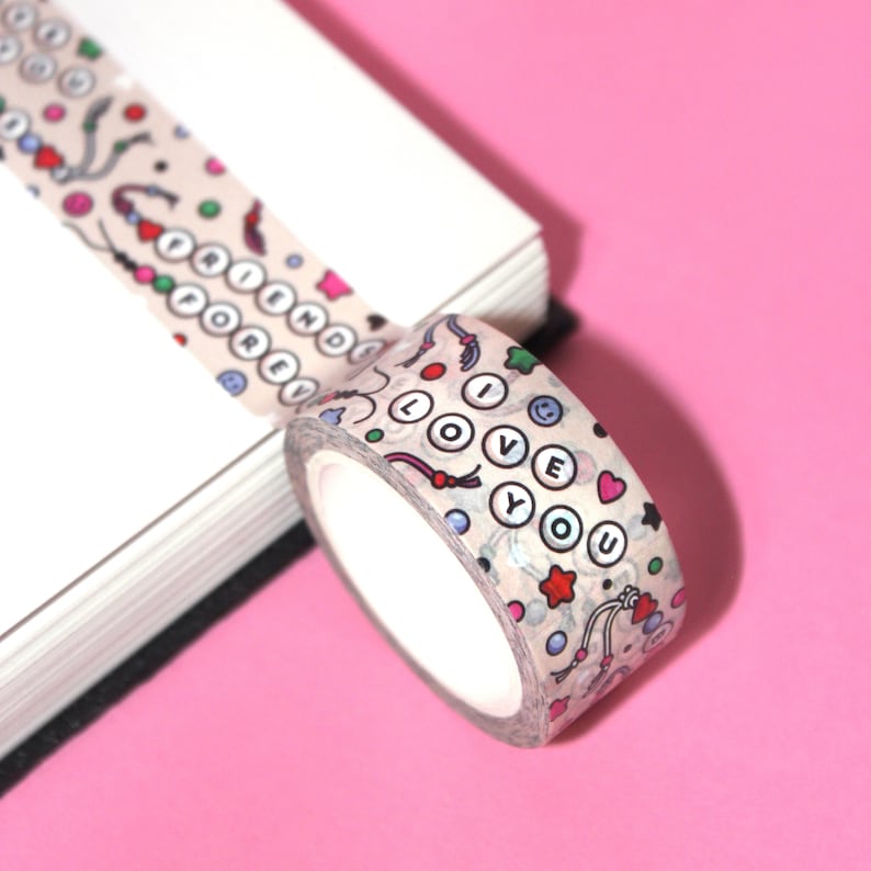 BFF4L Friendship Bracelet Washi Tape (20mm/10m) | Friendship Washi, Penpal Washi Tape, BFF, Cute Retro Style Tape, Arts & Craft image 4