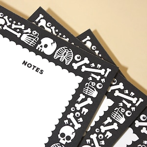 SKELETAL GRAVE Notepad (5x7) / Cute Spooky Notepad, Cute Gothic Stationery, Goth Office Supplies, Skeleton Stationery, X-Ray Technician Gift