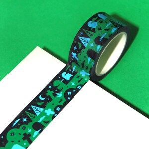 GRIM GRAVES Halloween Washi Tape (20mm/10m) | Spooky Stationery, Halloween Crafts Supplies, Graveyard & Tombstones Washi, Cemetery Art Washi image 9