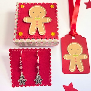 Gingerbread Earrings, Gift Box, and Gift Tag, Ideal gift, Secret Santa, Stocking Filler