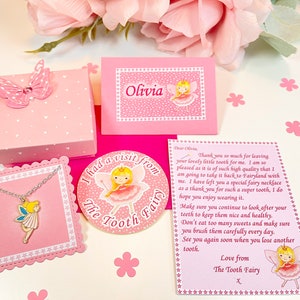Tooth Fairy Keepsake, Personalised Tooth Fairy Letter with Necklace and gift box. Ideal for loss of first tooth.