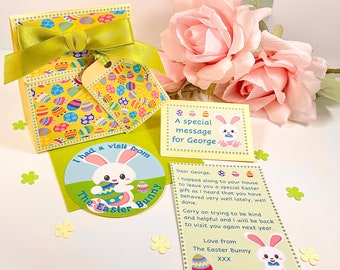 Personalised Easter Bunny letter, Gift bag and tag, Large Easter Bunny Sticker, Ideal for Easter Egg Hunt, Easter gift