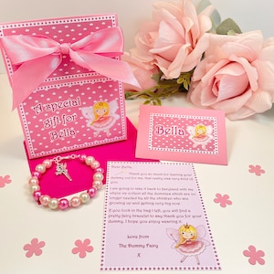 Letra de hada personalizada con pulsera y bolsa de regalo, regalo de hada