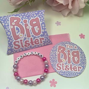 Big Sister Bracelet with gift box and sticker, big sister gift, big sister box, Girls friendship bracelet