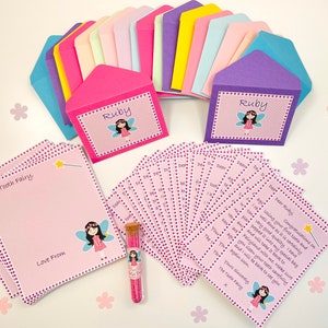 Lettere della Fatina dei Denti, Lettere personalizzate della Fatina dei Denti, set da 20 lettere e buste con polvere di fata e carta da lettere delle fate.