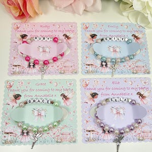Cadeaux personnalisés fée, bracelet de perles de fée avec carte de support personnalisée, merci d'être venu à ma fête, choix de couleurs