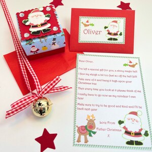 Carta personalizada de Papá Noel, campana de Papá Noel, carta de Papá Noel, Nochebuena, caja de regalo, decoración de árbol