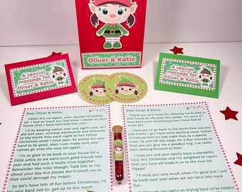 Personalised Elf return and departure letters with personalised gift bag, elf dust & stickers