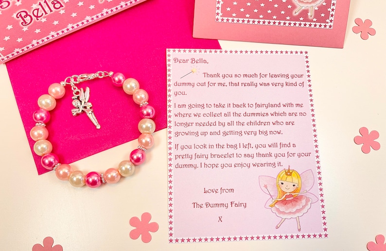 Personalised Dummy Fairy Letter with bracelet and gift bag, Fairy Gift image 2