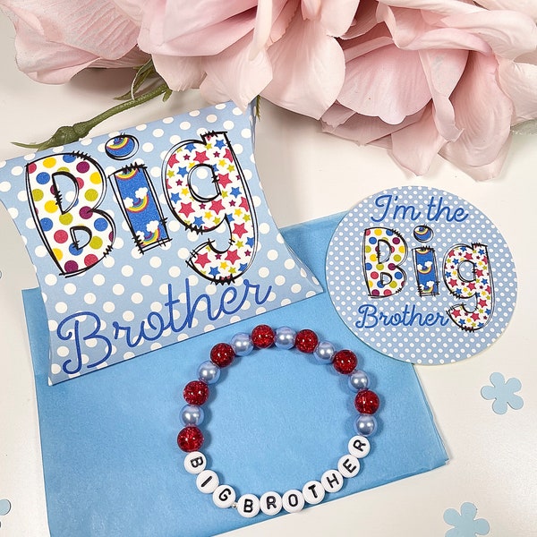 Big Brother Bracelet with gift box and sticker, big brother gift, big brother gift box, boy’s beaded bracelet, big brother gift set