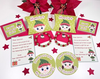 Personalised Christmas Elf Letter, Elf Bracelet, Elf Gift Box, Elf Stickers, Christmas Eve Box, Child's Bracelet, Elf Props