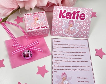 Personalised Tooth Fairy Letter and Fairy Bell, Tooth Fairy Gift with Bell and Gift Box,