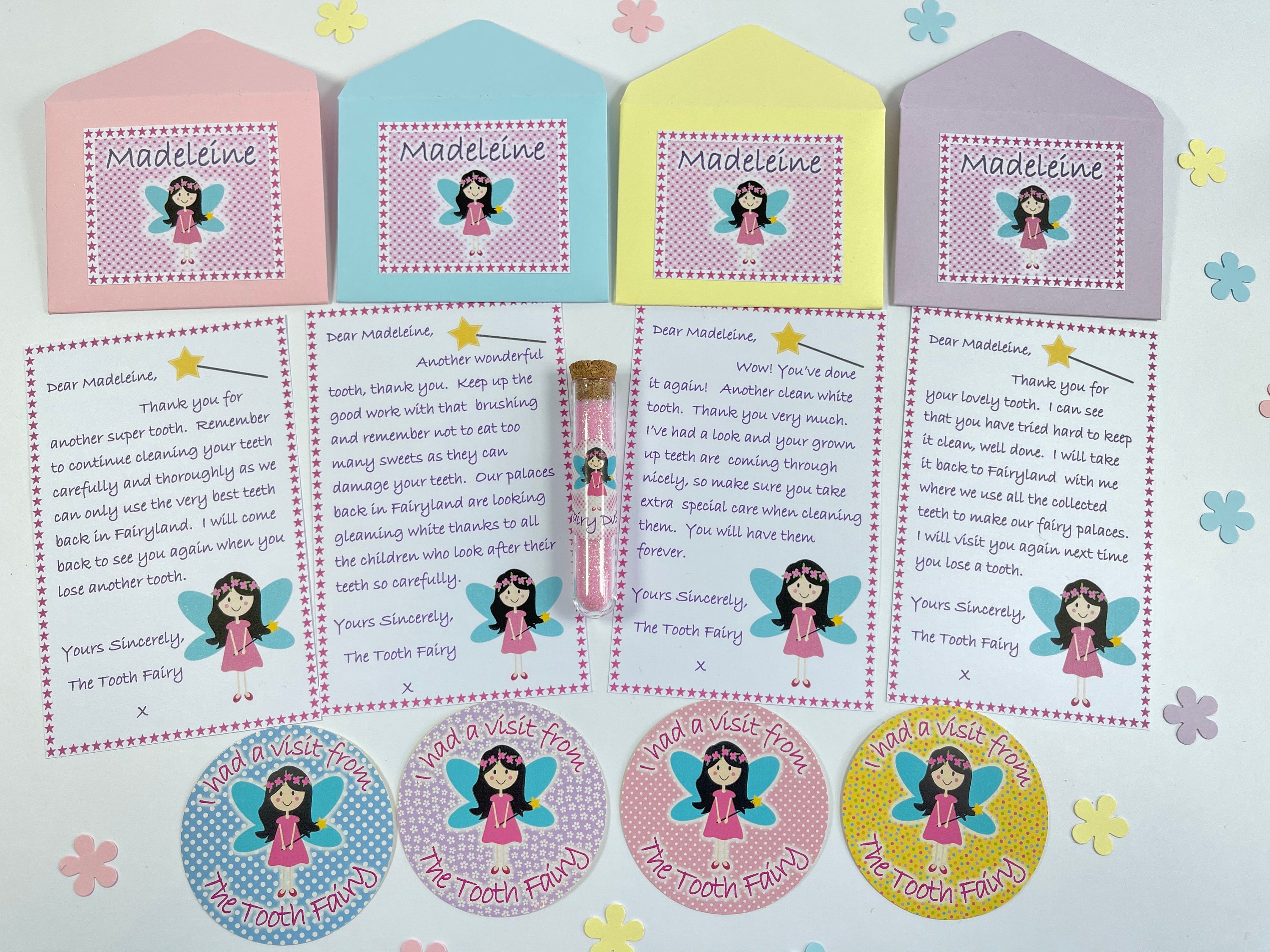 Letras De Hada De Dientes Personalizadas – Pegatinas Con Polvo Mágico Y Texto Púrpura Para El Hada De Los Dientes