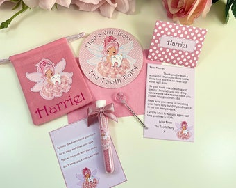 Personalised Tooth fairy kit, tooth fairy pouch, tooth fairy letter, First tooth keepsake, fairy wand, fairy dust, Tooth fairy gift