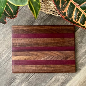 Purple Heart and Walnut Cutting Board, Serving Board , Gift Idea, Kitchen Essentials, Engraved Charcuterie