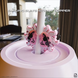 Smiling Sun&#39;s Straw Topper, Straw Buddy Tumbler for 3D Printing Digital STL file