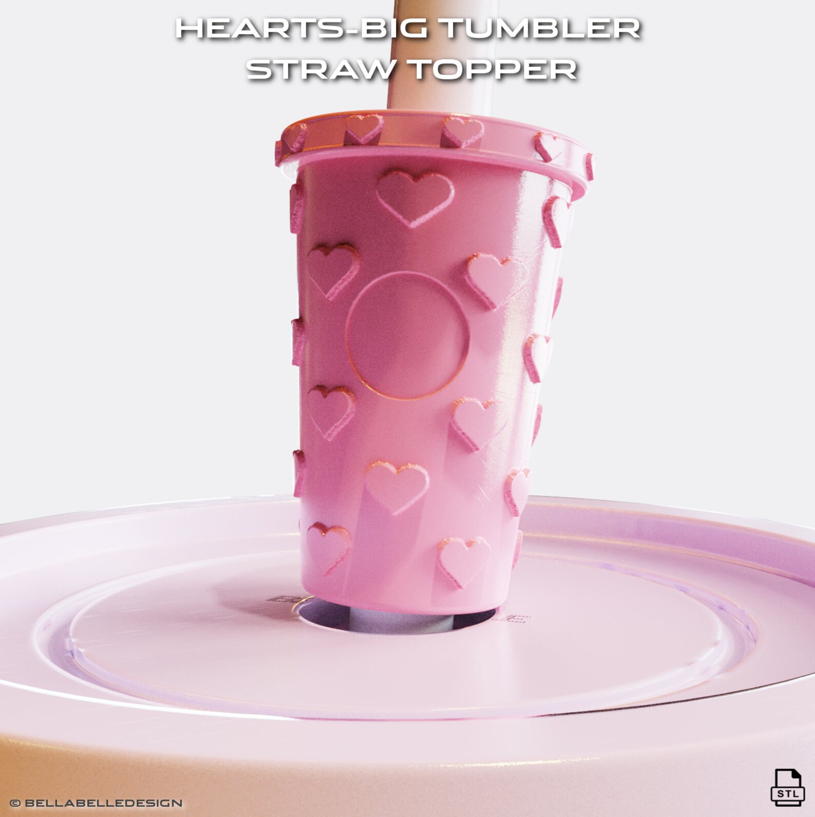 Hearts Big Tumbler Straw Topper Stl File 3d for 3D Printing Etsy