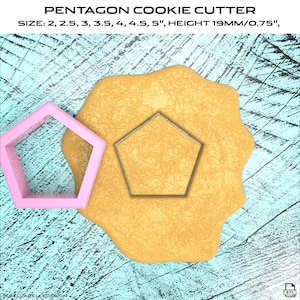 Pentagon Cookie Cutter From 2&quot; to 5&quot; options digital STL file for 3d printing