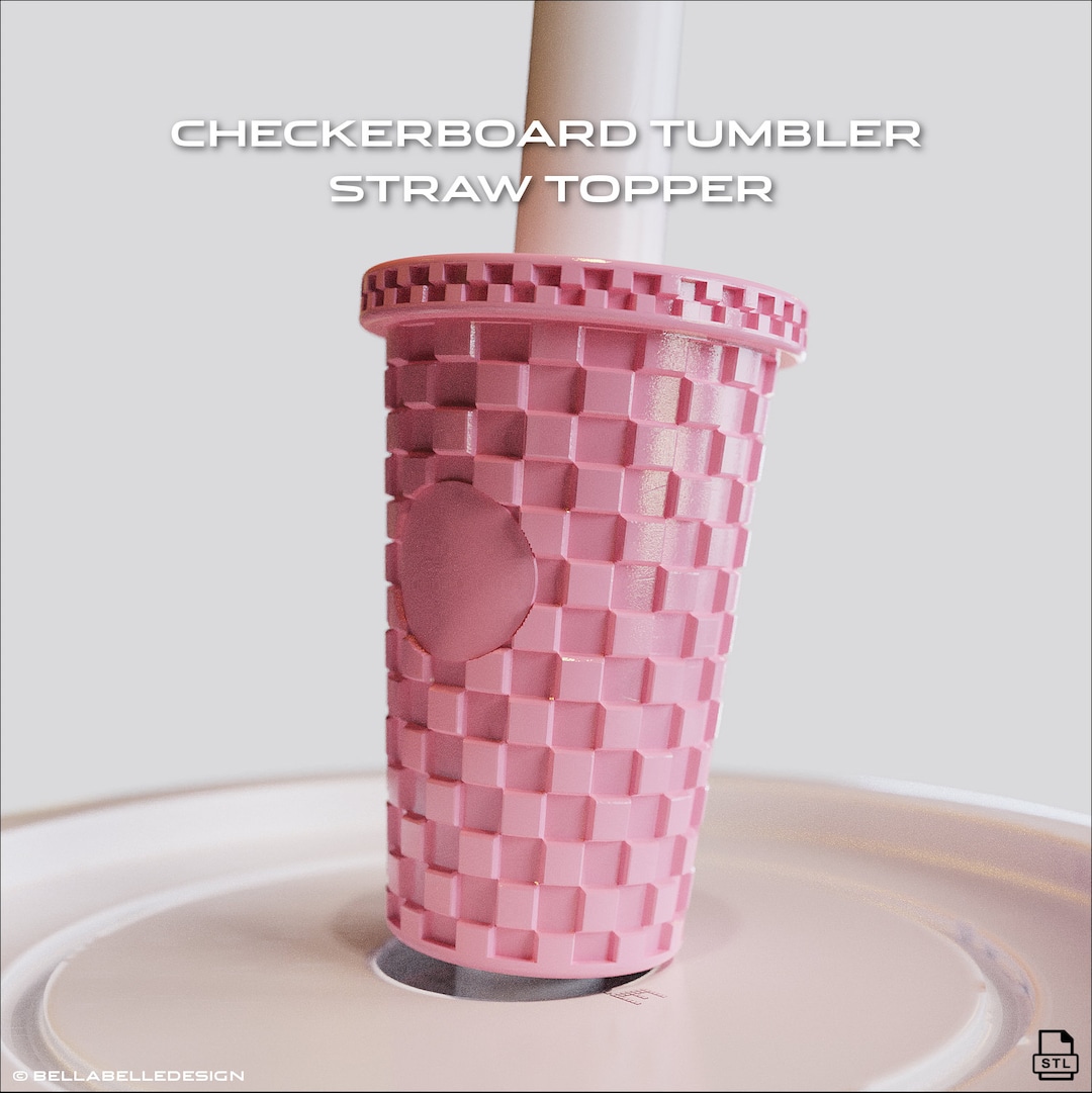 Checkerboard Tumbler Straw Topper, Straw Buddy Tumbler for 3D Printing Digital STL File Etsy