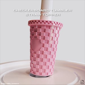 Checkerboard Tumbler Straw Topper, Straw Buddy Tumbler for 3D Printing Digital STL file