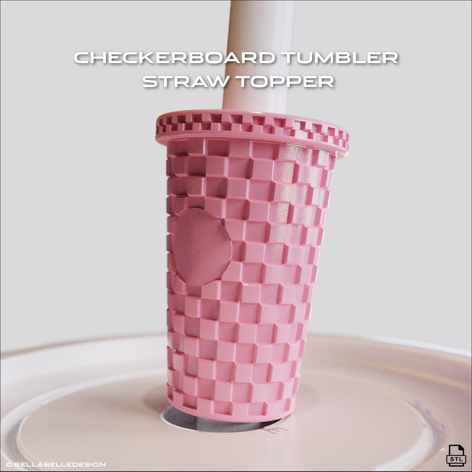 Checkerboard Tumbler Straw Topper, Straw Buddy Tumbler for 3D Printing  Digital STL File 