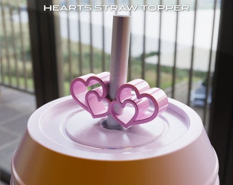 Love Hearts Straw Topper STL file, Straw Buddy Tumbler for 3D Printing Digital STL file
