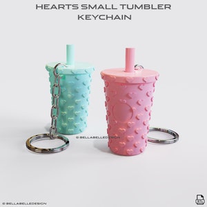 Hearts Small Tumbler Keychain stl file for 3D printing digital download