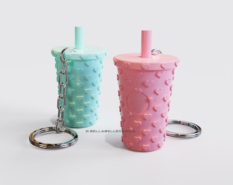 Hearts Small Tumbler Keychain stl file for 3D printing digital download
