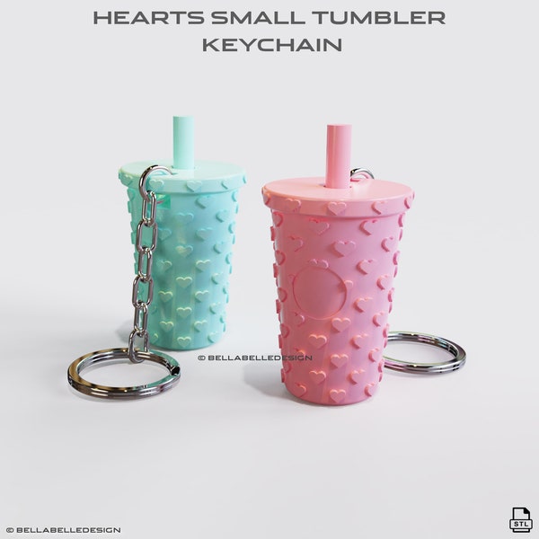 Hearts Small Tumbler Keychain stl file for 3D printing digital download