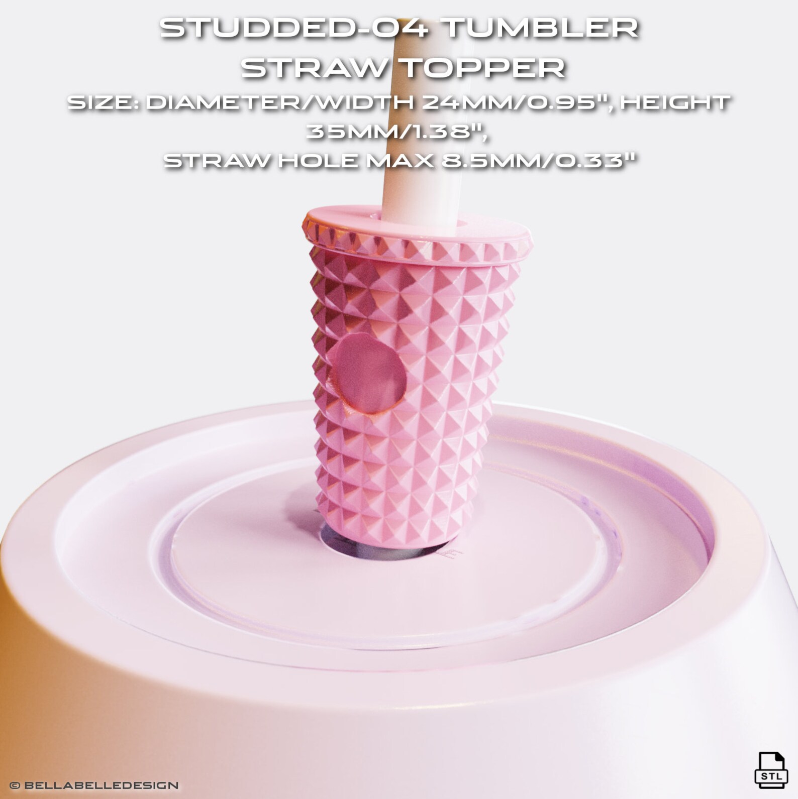 Studded Tumbler Straw Topper Stl File 3d for 3D Printing Etsy