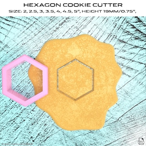 Hexagon Cookie Cutter From 2&quot; to 5&quot; options digital STL file for 3d printing