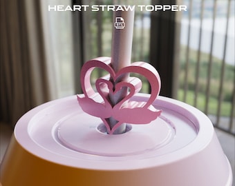 Hearts Swan Love Straw Topper STL Pack, Straw Buddy Tumbler for 3D Printing Digital STL file