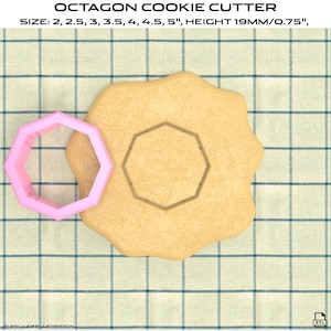Octagon Cookie Cutter From 2&quot; to 5&quot; options digital STL file for 3d printing