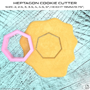 Heptagon Cookie Cutter From 2&quot; to 5&quot; options digital STL file for 3d printing