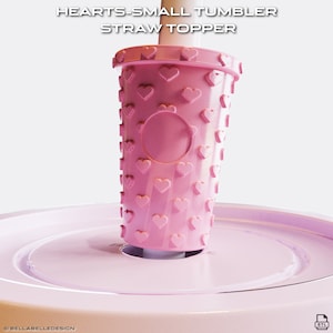 Hearts Small Tumbler Straw Topper Stl File 3d for 3D Printing 