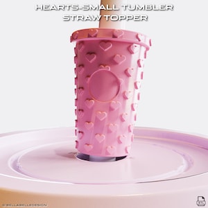 Herzen Kleine Tumbler Stroh Topper Stl File 3D für 3D Druck