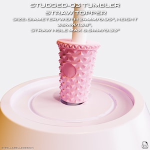 Studded Tumbler straw topper stl file 3d for 3D printing
