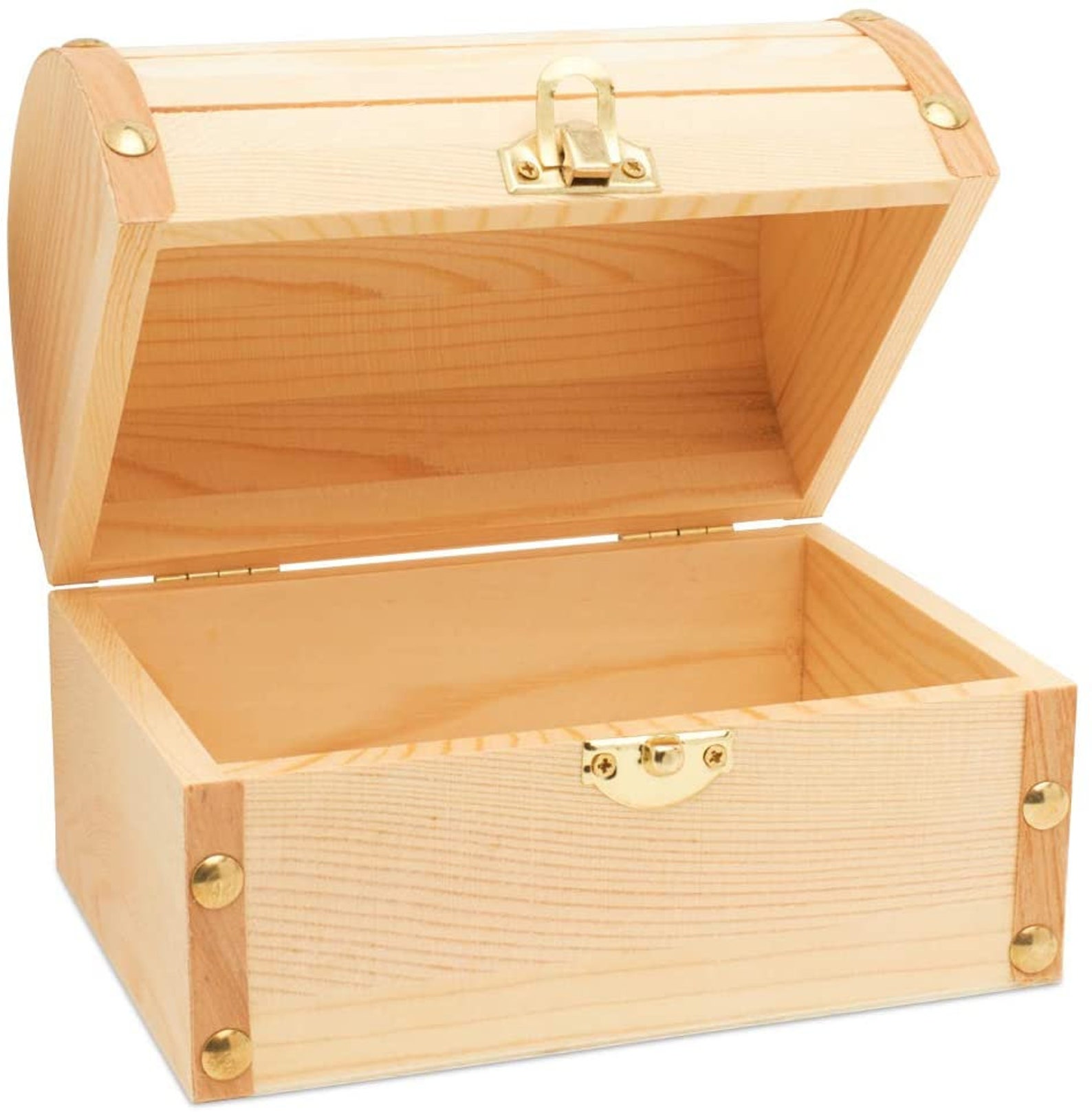 Wood Treasure Chest Box Unfinished Wooden Treasure Box 6 Etsy