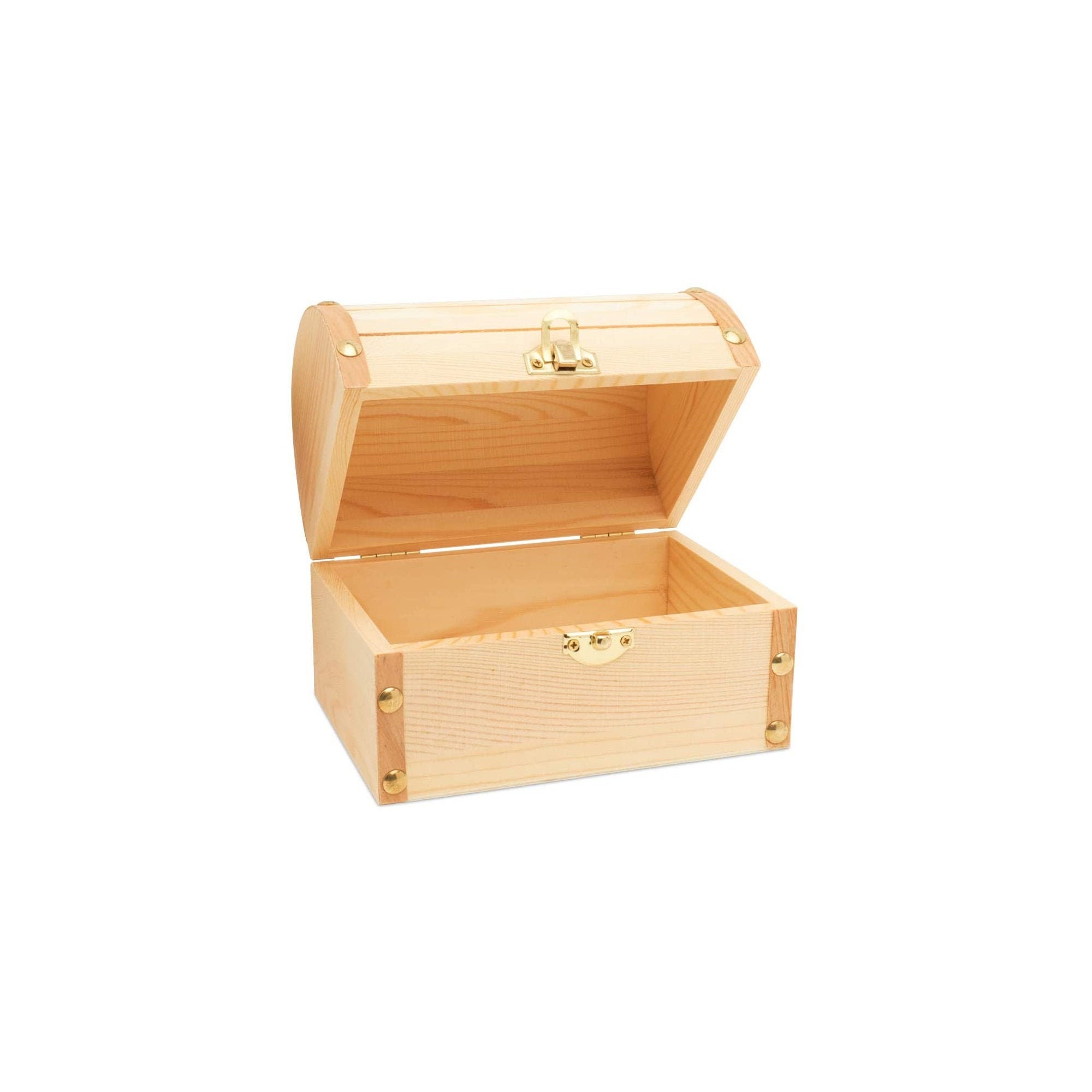 Wood Treasure Chest Box Unfinished Wooden Treasure Box 6 Etsy