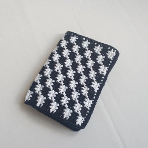 Handmade Cotton Card Wallet with Black and White Checkered Pattern