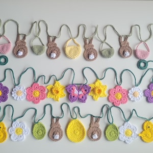 Spring Easter Garlands Handmade Crochet With 100% Cotton Yarn 125cm Long