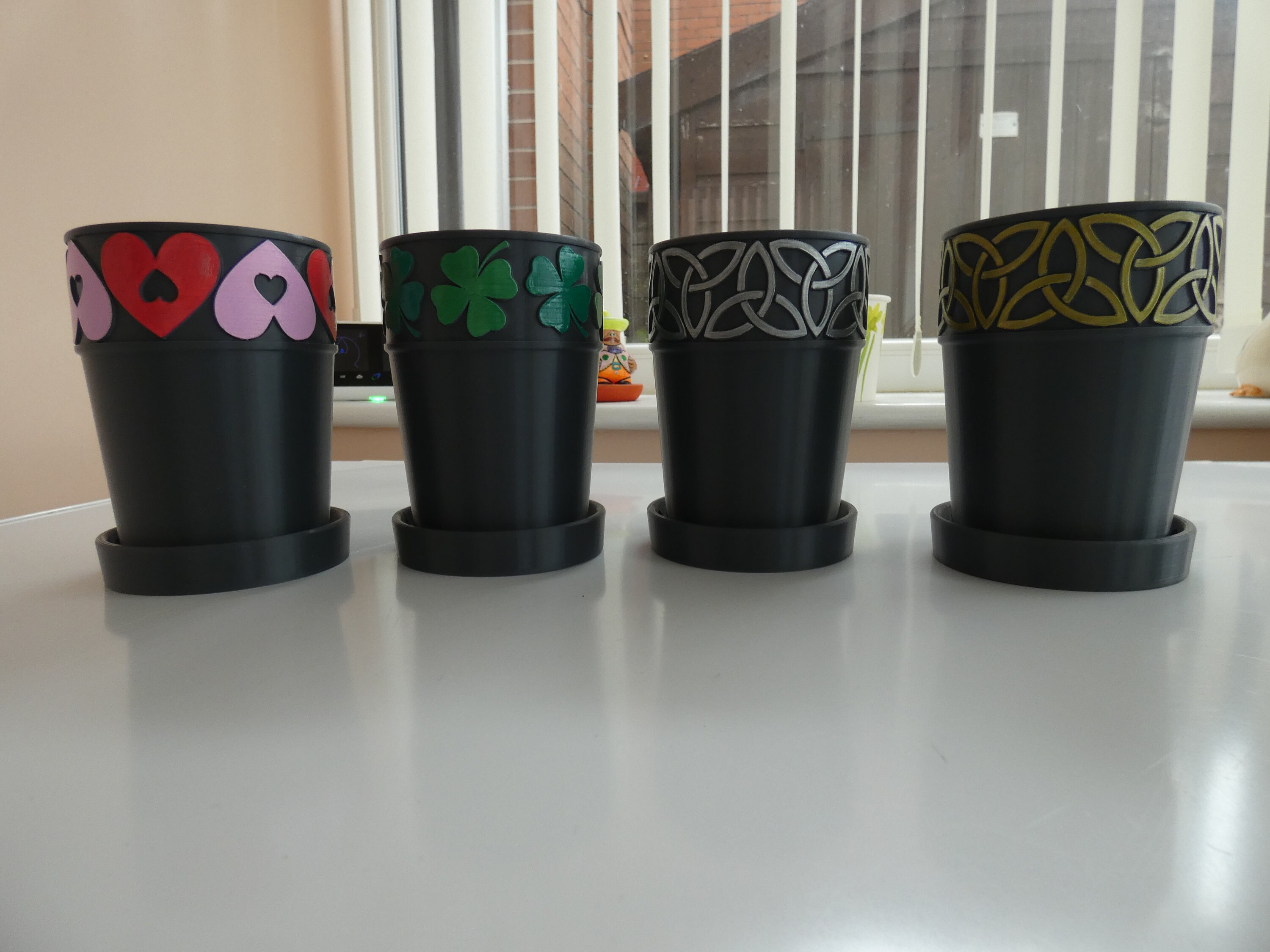 Fancy Embossed Hand Painted Pot Planter Gift Idea Desk Etsy UK