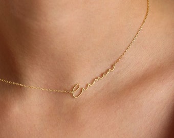Sideways Initial Necklace White Gold 