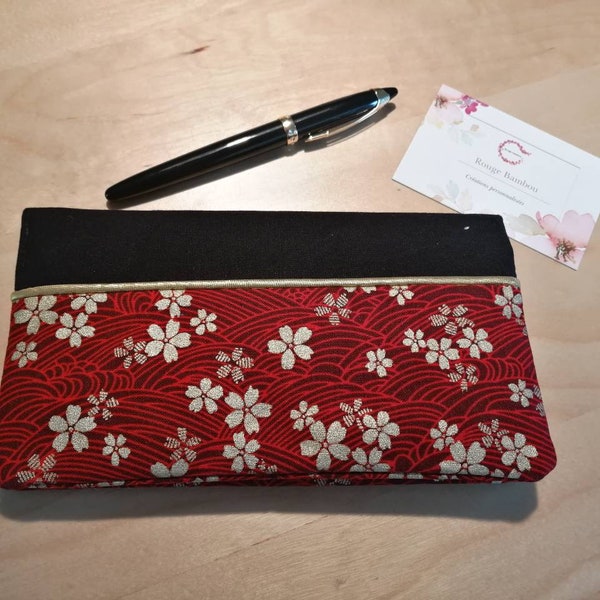 Porte chequier en tissu japonais