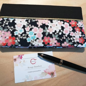 Porte chéquier horizontal en tissu japonais