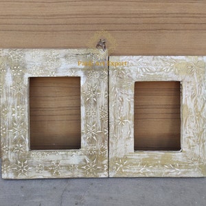 Wooden Photo Frame Rustic Look Wood Frame Hand Made and Carved Unique Photo Frame, Vintage Style Photo Frame,Collectible Indian Art Set of 2