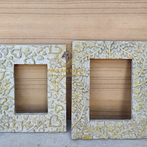 Wooden Picture Photo Frame Rustic Look Wood Hand Made and Carved Unique Photo Frame, Vintage Style Photo Frame, Antique Frame Set of 2