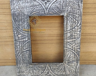 Hand Carved Wood Picture Frame: Antique Indian Art, 5x7 Photo