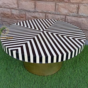 Wooden Stripped Coffee Table Bone Inlay End Table Design, Bone Inlay Coffee Table, Bone Inlay Center Table, End Table, Art Decor